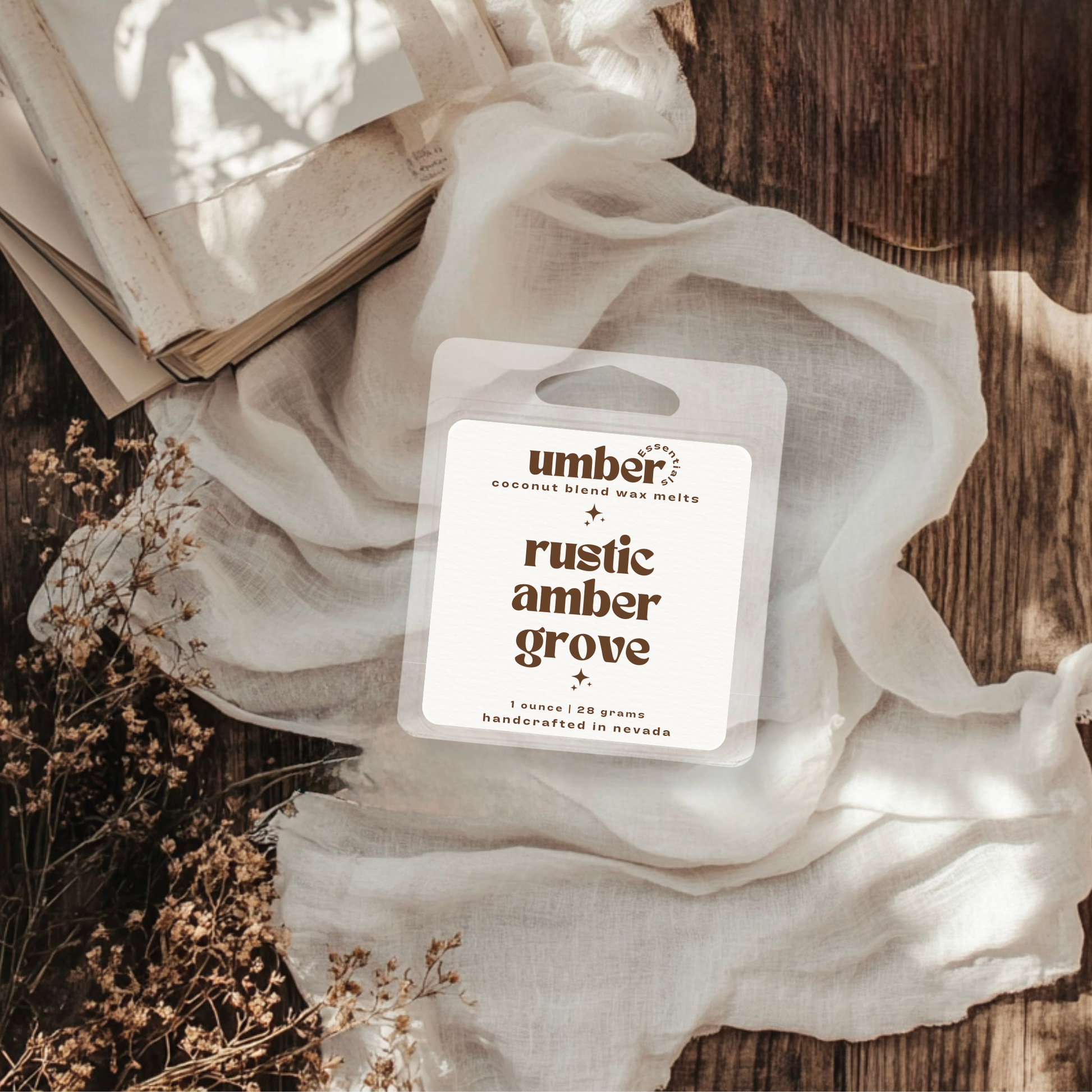 rustic amber grove wax melt sample - Umber Essentials